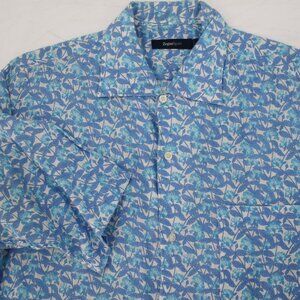 Ermenegildo zegna sport Shirt men's large Short Sleeve Button Up Floral Linen